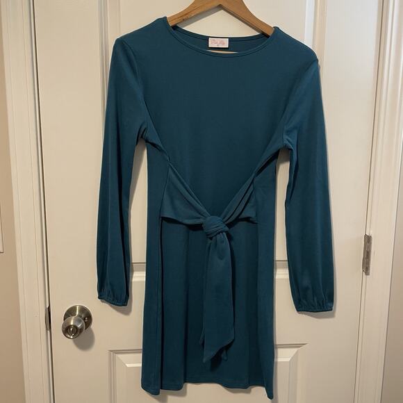 Pink Lilly Chic Mini Dress XS Tie Front Waist Soft Office Casual Stretch Comfy - Picture 2 of 9